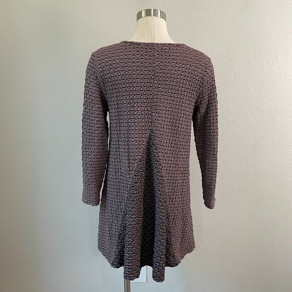 Habitat Womens Small Brown Textured Tunic Top Long Sleeve V Neck Shirt Stretch - Picture 4 of 15